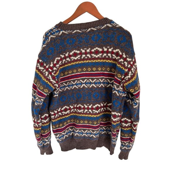 UNITED COLORS OF BENETTON Pullover Fair Isle Wool Sweater Crew Neck Multicolor - Picture 6 of 9